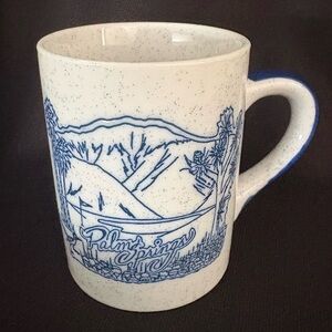 Vintage Palm Springs Ceramic Mug - Petley Studios - Made in Japan blue line art
